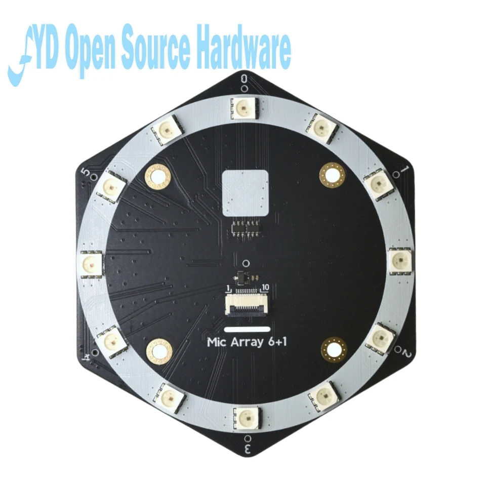 Matriz de micrófono 6+1 para localización y formación de rayos de fuente de sonido: matriz de micrófono de alto rendimiento para reconocimiento de voz - imagen 2