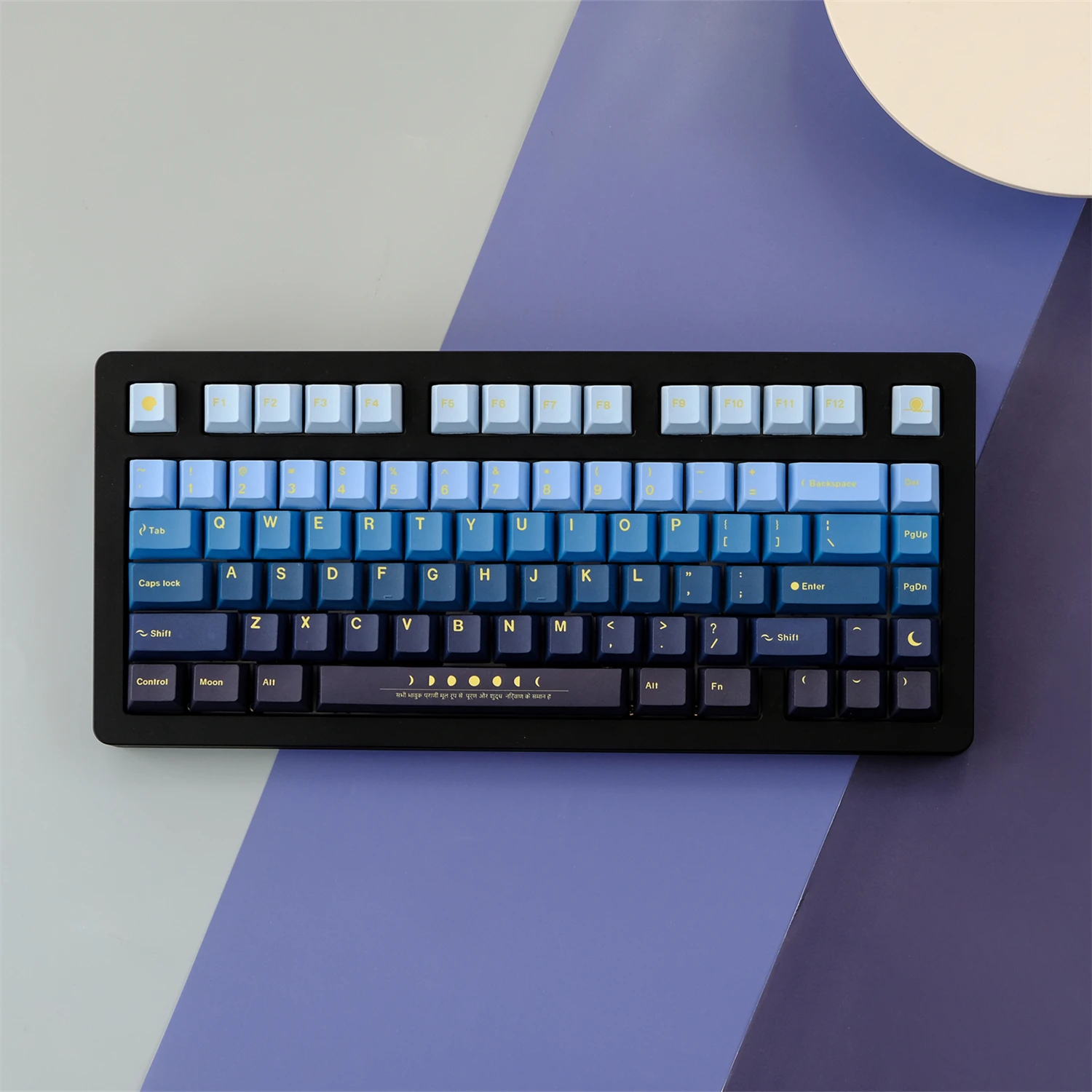 129 teclas Moonrise Keycap para teclado mecánico para jugar PBT Cherry perfil tinte sublimación Keycaps negro azul gradiente teclas - imagen 2