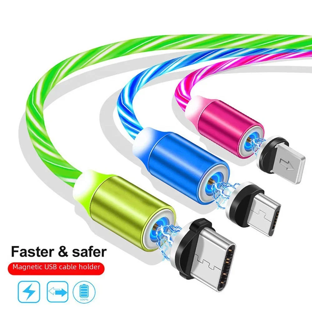 MVQF 3 en 1 flujo magnético iluminación luminosa carga Cable de teléfono móvil Cable cargador para IOS Micro tipo C LED Samaung HUAWEI - imagen 4