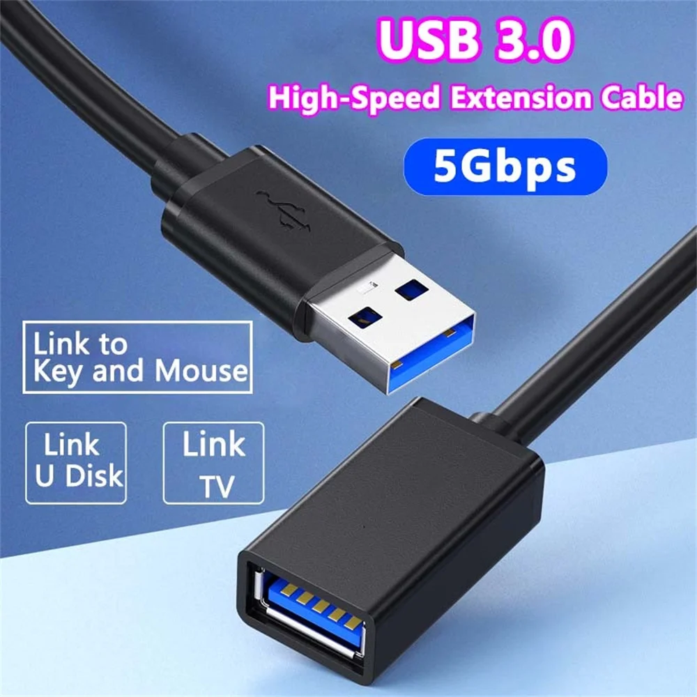 Cable de extensión USB de 0,5/1/1,5/2/3/5 M, Cable de datos 3,0 para ordenador portátil, TV, SSD, USB 3,0, conector de impresora para cámara de ordenador macho a hembra
