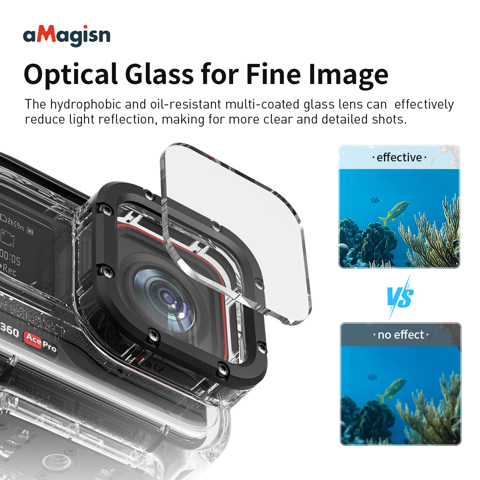 Carcasa impermeable de 60M para Insta360 Ace Pro 2/Ace Pro/Ace funda protectora de buceo antiniebla transparente accesorios de cubierta de cámara deportiva - imagen 5