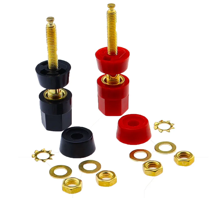1 par (negro + rojo) terminales Rojo Negro conector amplificador Terminal vinculante poste Banana altavoz enchufe Jack adaptador enchufe - imagen 5