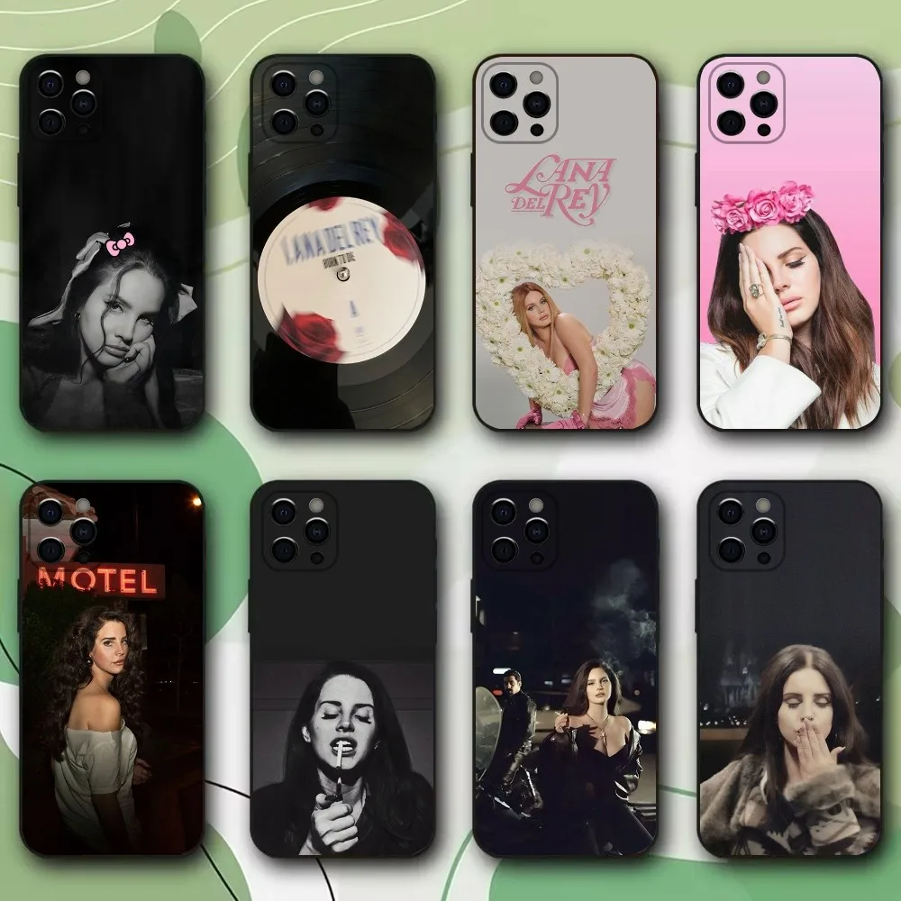 Funda de teléfono l-lana Del Rey Singer, carcasa negra suave para iPhone 16,15,14,13,12,11,Pro,X,XS,Max,XR,Plus,Mini