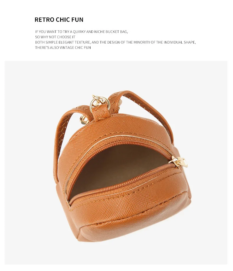 Mini cartera de PU y estuche para auriculares: linda bolsa de almacenamiento, monedero pequeño y bolso de cuero con llavero - imagen 4