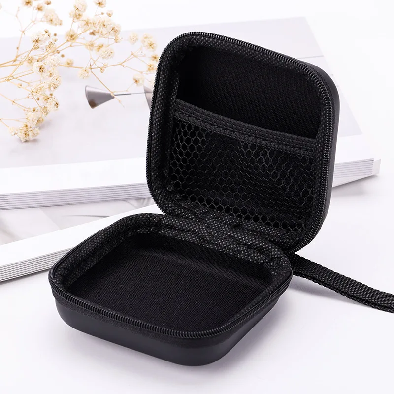 Bolsa de auriculares EVA para Lenovo, estuche para auriculares inalámbricos con Bluetooth, almacenamiento de viaje Negro, bolsa para auriculares a prueba de golpes con cuerda colgante - imagen 3