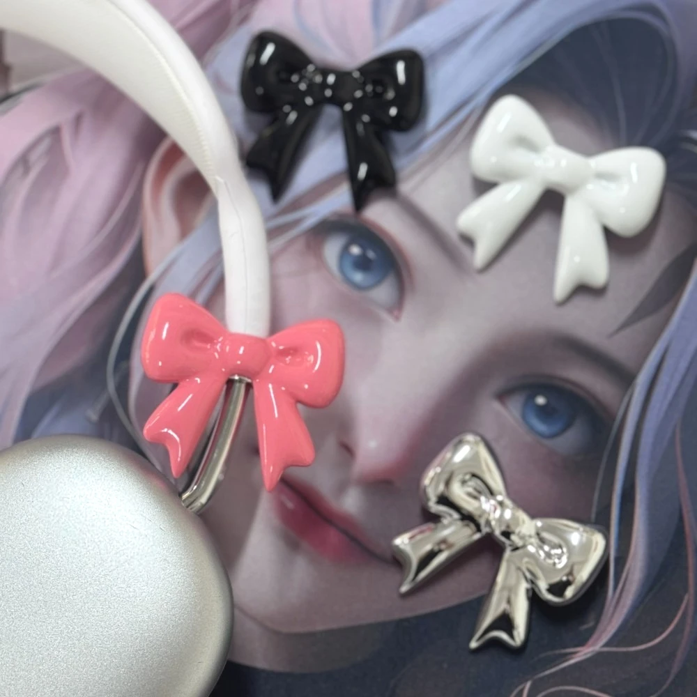 Funda para Airpods Max Y2K Love Crystal Bow resina plata funda para auriculares decoración Airpods Max accesorio accesorios para auriculares - imagen 5