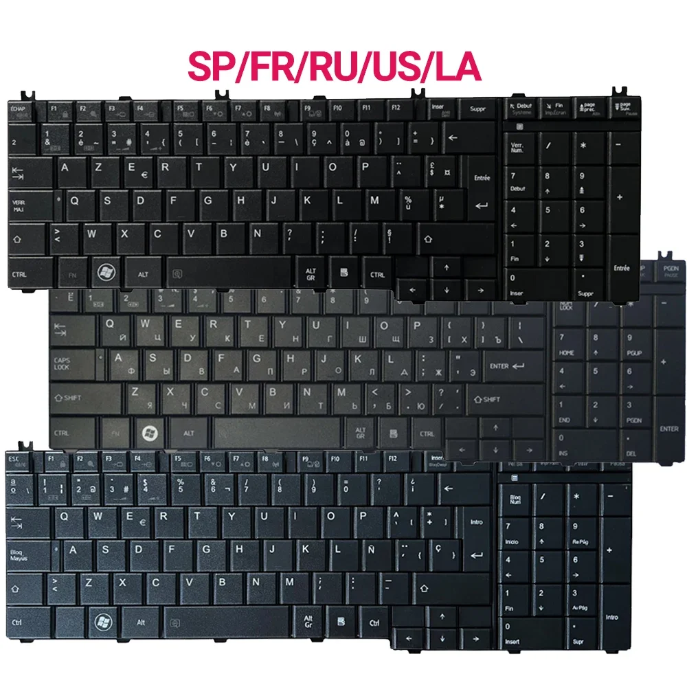 Teclado para ordenador portátil ruso/estadounidense/español/francés/latino para toshiba Satellite C650 C650D C655 C655D C660 C660D C670 L650 L655 L655D - imagen 2