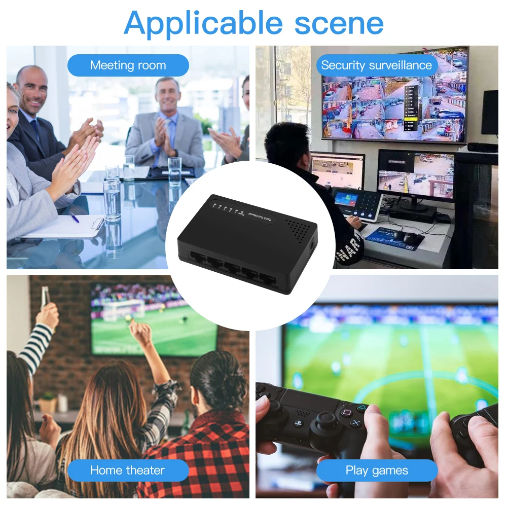 Fvi-Interruptor de red de 5 puertos, 100Mbps, Ethernet, LAN, RJ45, Hub Splitter, Plug And Play, Internet, Mini interruptor de expansión - imagen 2