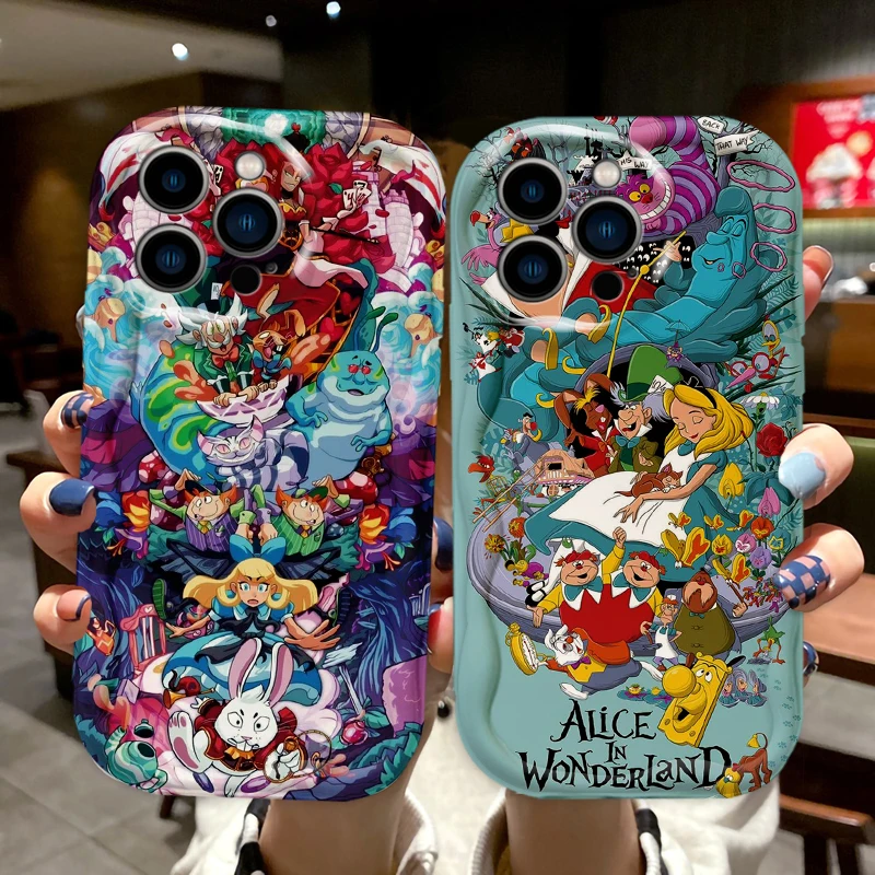 Funda de Alicia en el país de las Maravillas para Apple iPhone 15 14 13 12 11 Pro X XR XS Max Plus 8 7 Plus SE Wave Oil funda de teléfono