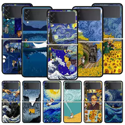 Funda de teléfono de regalo para Samsung Galaxy Z Flip, 4 pliegues, carcasa de PC dura negra para Samsung Z Flip 3 5G, funda de arte estético Van Gogh Starry