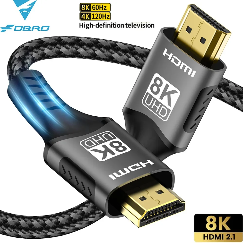 FDBRO 8K HDMI 2,1 Cable 8K @ 60Hz 4K @ 120Hz 48Gbps EARC ARC HDCP Ultra alta velocidad HDR para Cable de vídeo RTX PC portátil proyector HD TV - imagen 2