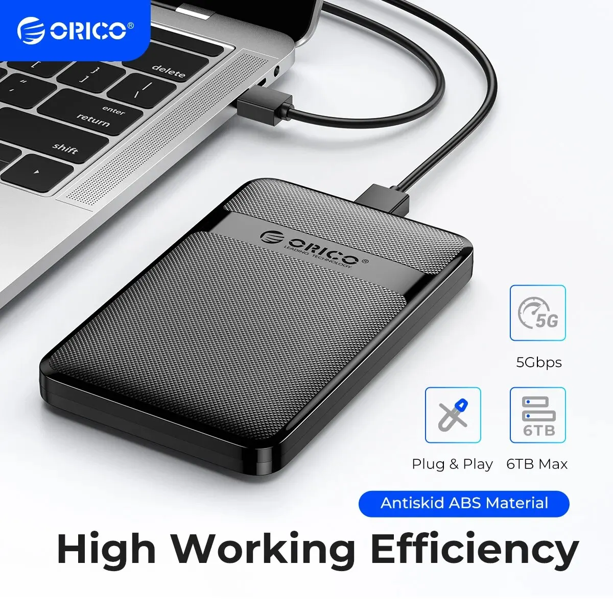 Carcasa ORICO HDD 2,5 pulgadas SATA a USB3.0/Tipo-C HDD carcasa 6Gbps máx. USB-C externa SATA HDD soporte Auto-Sleep