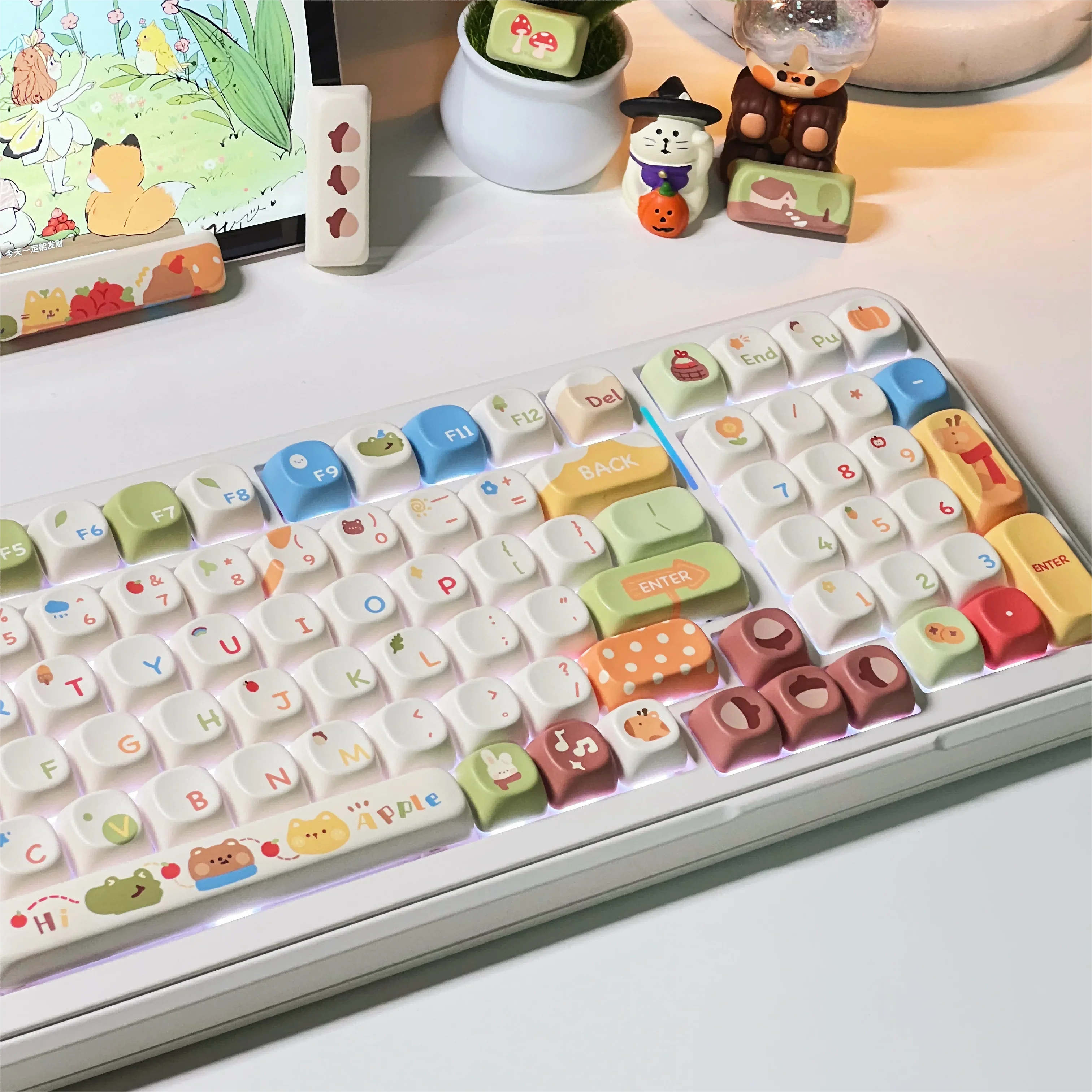 Juego de teclas personalizadas con tema de bosque de hadas, teclas XOA de sublimación PBT para accesorios de teclado mecánico, teclas de teclado de colores - imagen 4