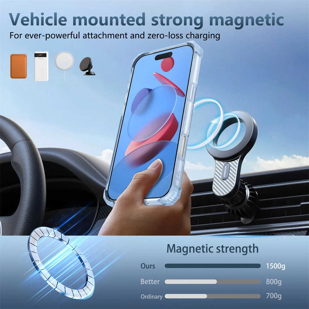 Soporte giratorio soporte plegable magnético funda de teléfono transparente para iPhone 15 17 16 Plus 14 13 12 11 Pro Max armadura parachoques contraportada - imagen 3