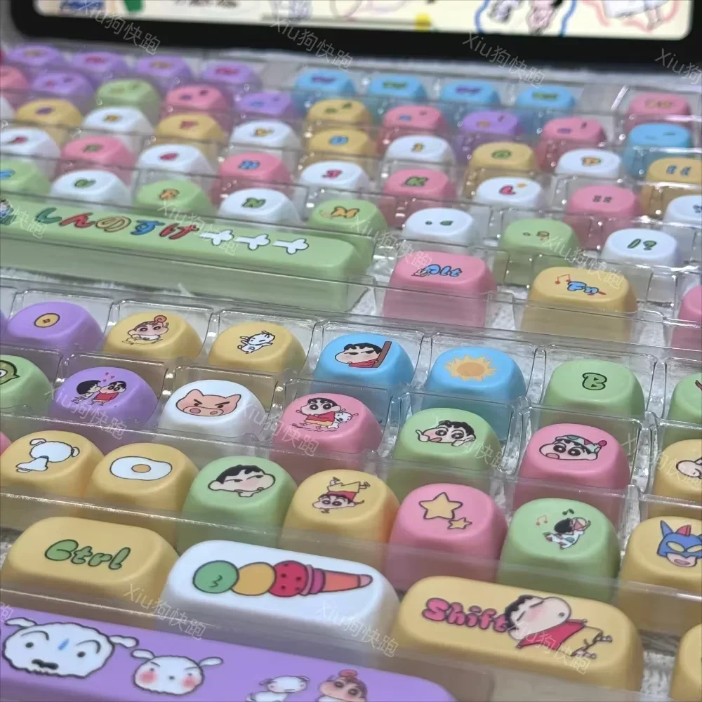 Juego de teclas MOA de crayón bonito y colorido, PBT, 135 teclas de dibujos animados para interruptor MX, teclados mecánicos con diseño 60/84/90/104/108 - imagen 5