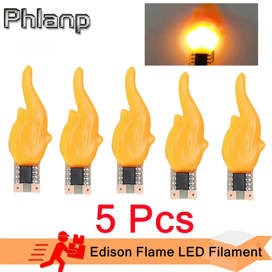 Velas Led Cob Flash de 3V, filamento LED de llama Edison, diodo de 2200K, decoración para fiesta de cumpleaños, accesorios de bombilla, luz de vela DIY
