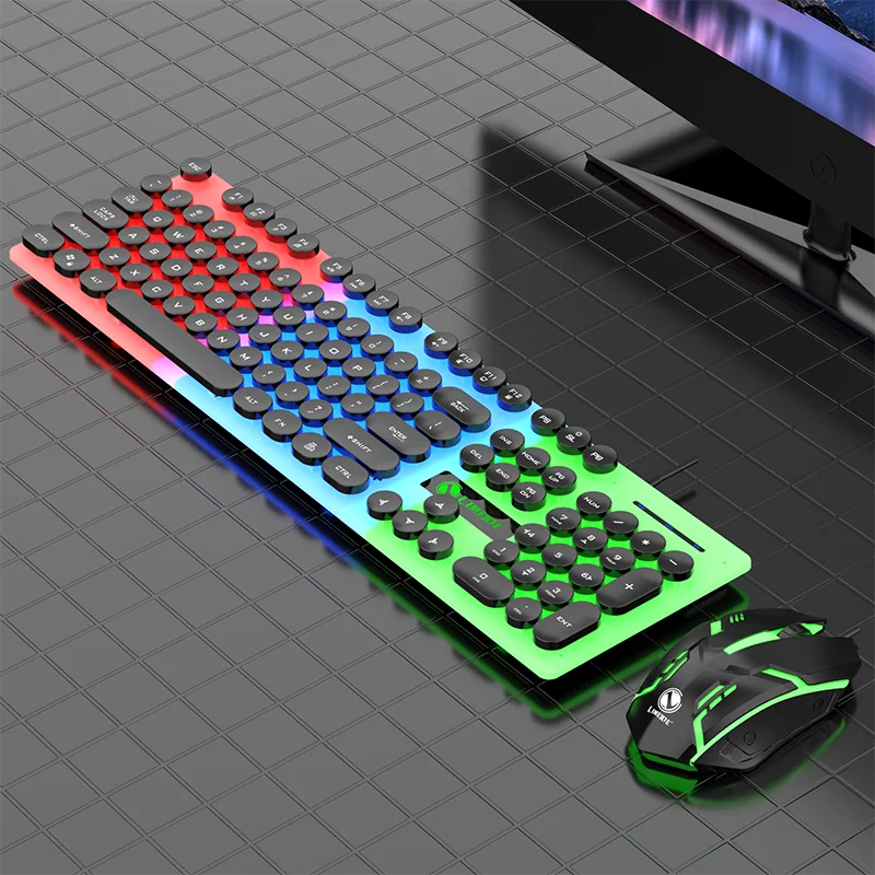 Iluminación USB con cable teclado de escritorio para ordenador portátil teclado luminoso juego de ratón de oficina teclado ratón - imagen 4