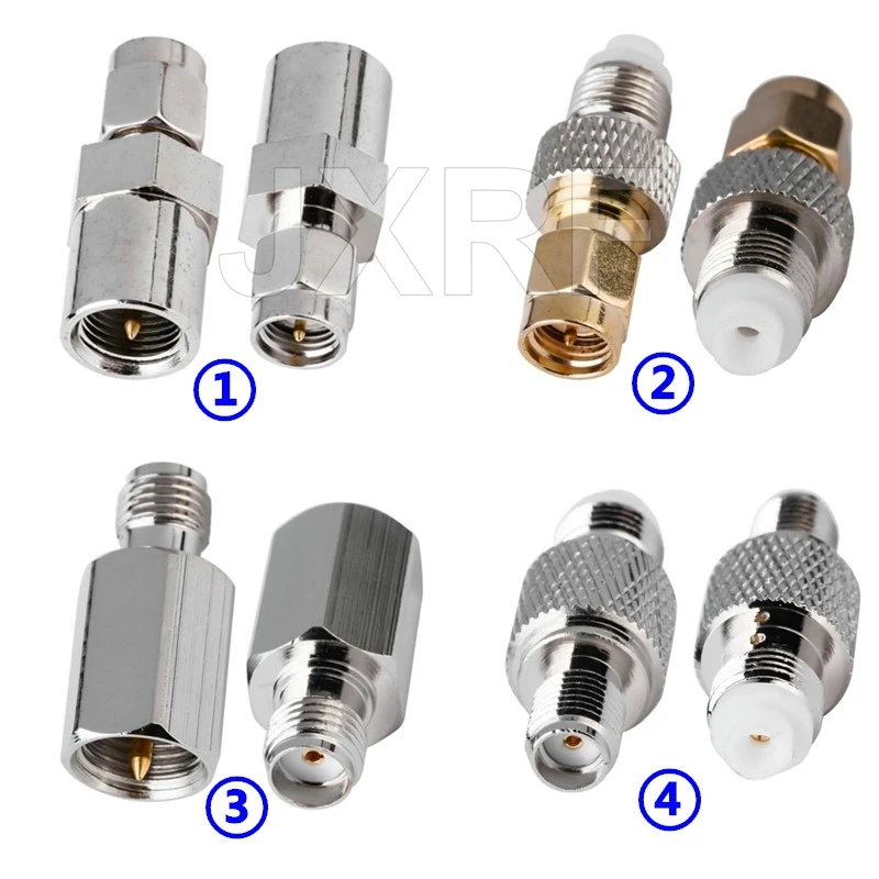 Conector JXRF 2 uds FME macho hembra a SMA macho hembra adaptador Coaxial RF FME a conector Jack Coaxial SMA