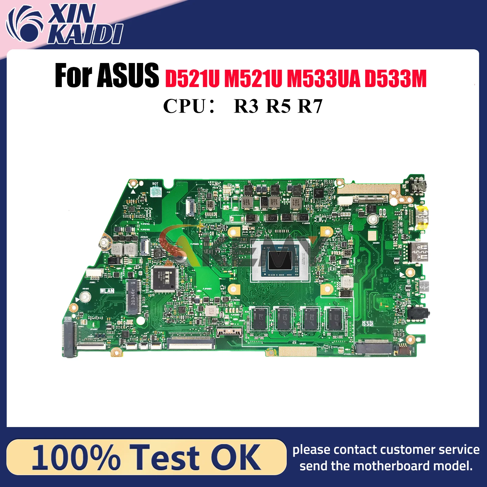 Placa base para ordenador portátil X521UA para ASUS VivoBook X521U X521UA X521UAY D521U M533UA M521U D533M placa base para portátil con CPU R3 R5 R7