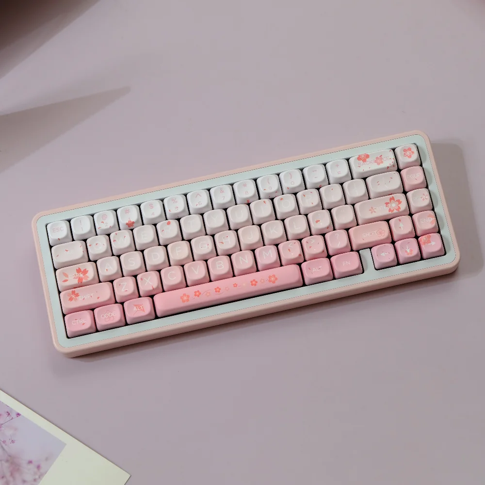 132 teclas caídas Sakura Keycaps XOA MOA perfil rosa redondo PBT Keycap Dye Sub para teclado mecánico MX F75 87 61 66 96 98 108 - imagen 5