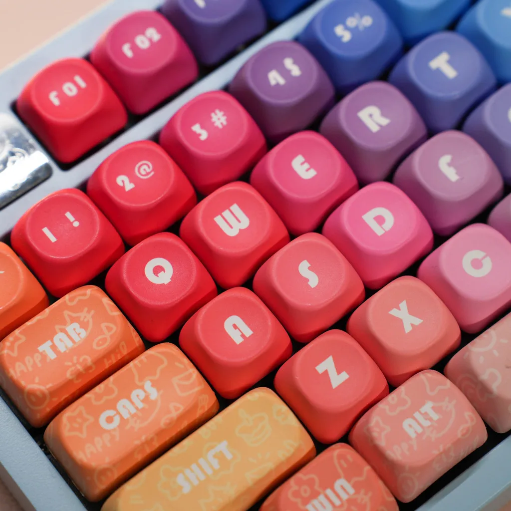 Juego de teclas Rainbow, tapa redonda, perfil MOA, PBT DYE-SUB, 135 teclas para teclado mecánico tipo MX - imagen 3