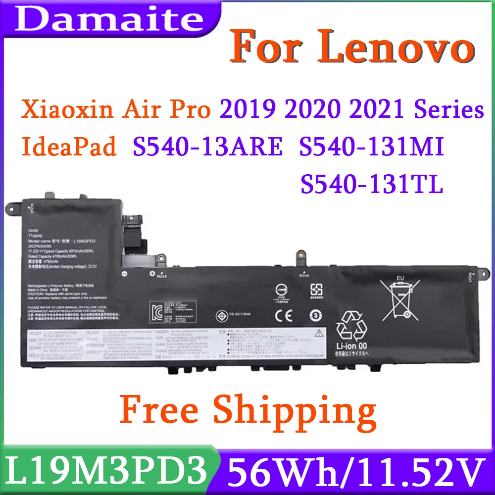 L19M3PD3 batería del ordenador portátil para Lenovo Xiaoxin Pro 13 2019 2020 2021 IdeaPad S540-13API 13ARE 13IML 13ITL L19D3PD3 L19L3PD3