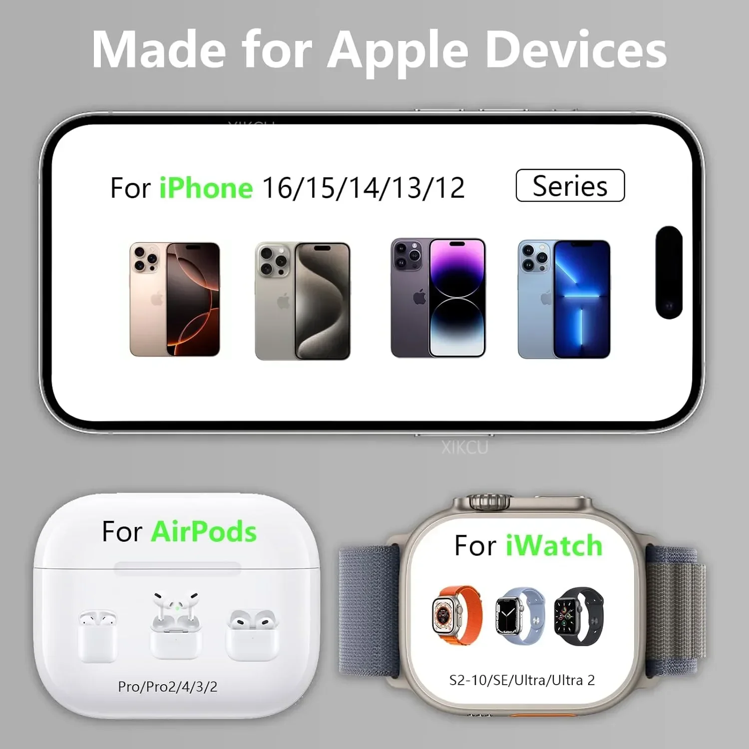 Cargador inalámbrico magnético 3 en 1 de 15W para iPhone 17 16 15 14 13 12 Pro Max Apple Watch 11-2 Airpods 4/3 Pro Estación de carga rápida - imagen 4