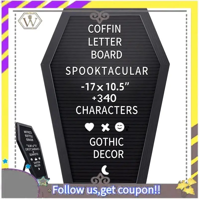 Nuevo 1 Juego de tablero de mensajes gótico, decoración del hogar y la Oficina, tablero de letras decorativo con 340 caracteres cambiables blancos