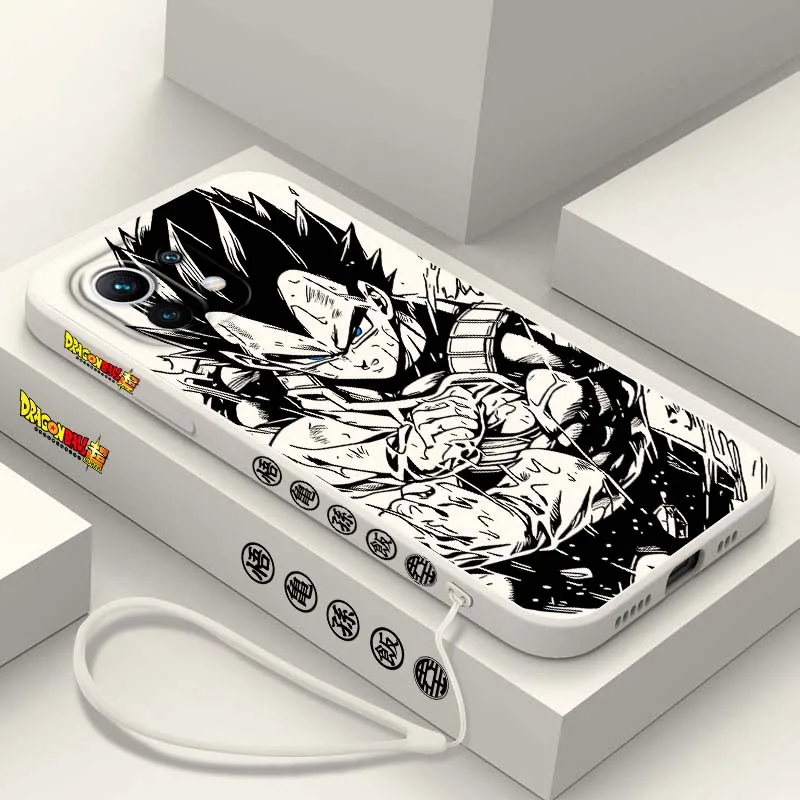 D-Dragon Ball Vegeta Art Cool para Xiaomi Mi 17 15 14 13 12 11 9 13T 12T Lite Pro Max 5G cubierta de la caja del teléfono de cuerda izquierda líquida - imagen 5