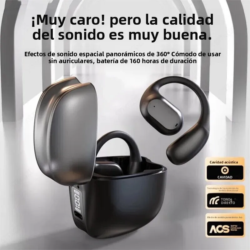 Auriculares inalámbricos con Bluetooth OWS, cascos abiertos con conducción de aire, gancho para la oreja, manos libres, cancelación de ruido, audífonos deportivos