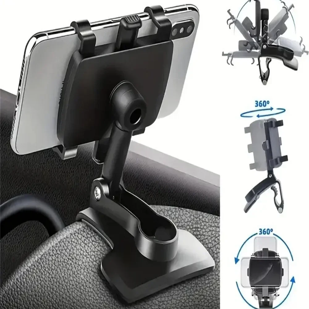 Soporte Universal para teléfono de coche, ángulo ajustable, giratorio, seguro, Clip para teléfono, fácil acceso, para iPhone, Samsung, Xiaomi