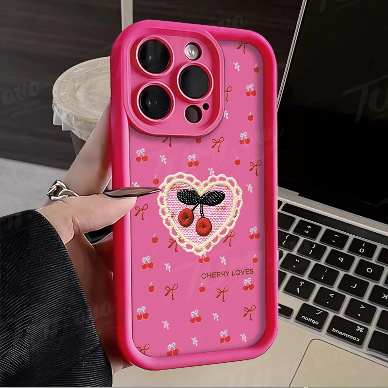 Funda con patrón de lazo de cereza para Xiaomi Redmi Note 14 13 12 11 Pro Plus 5G 12S 11S 10S 10 9 Redmi 14C 13C 12C 12 4G A3 A3X - imagen 2