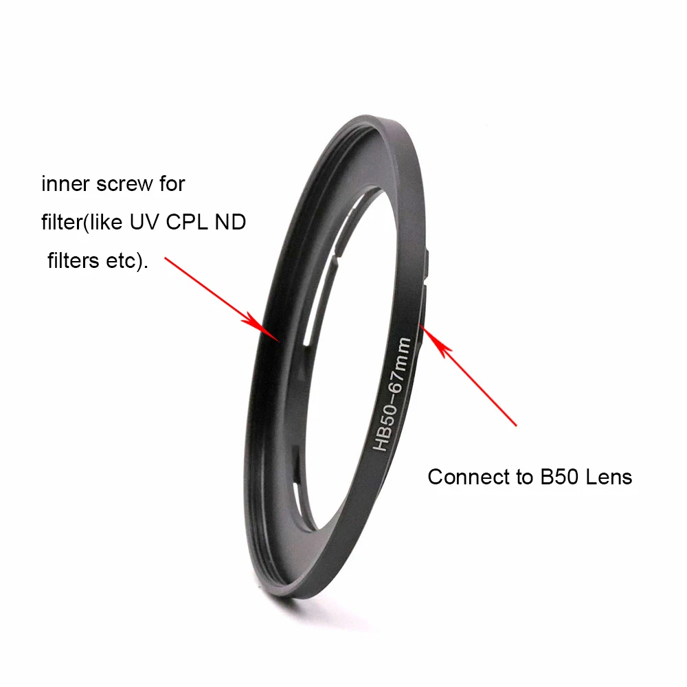 Anillo adaptador de filtro de Metal HB50 para montaje de bayoneta Hasselblad B50 52/ 55/ 58/ 62/ 67/ 72/ 77/ 82mm rosca de filtro - imagen 4
