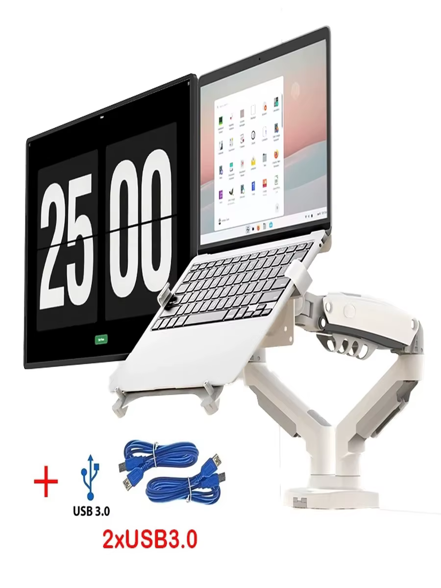 NB F160-FP Soporte Doble Monitor USB 3,0 Brazo de Gas 17-27 pulgadas - imagen 5