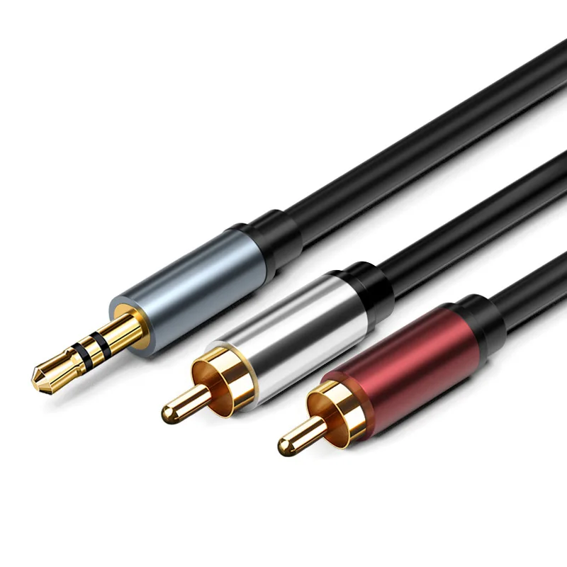 Cable auxiliar AV Lotus Dual de 3,5mm de alta calidad a 2 uds. Cables adaptadores de enchufe 2RCA Cable de altavoz de ordenador 1 a 2 Cable de Audio y vídeo de TV - imagen 2