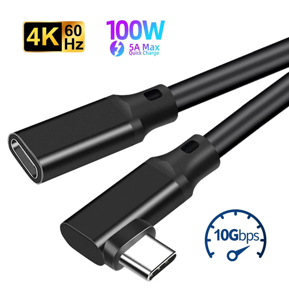 Cable USB-C 90grados Extensor 10Gbps 100W Macho-Hembra para MacBook