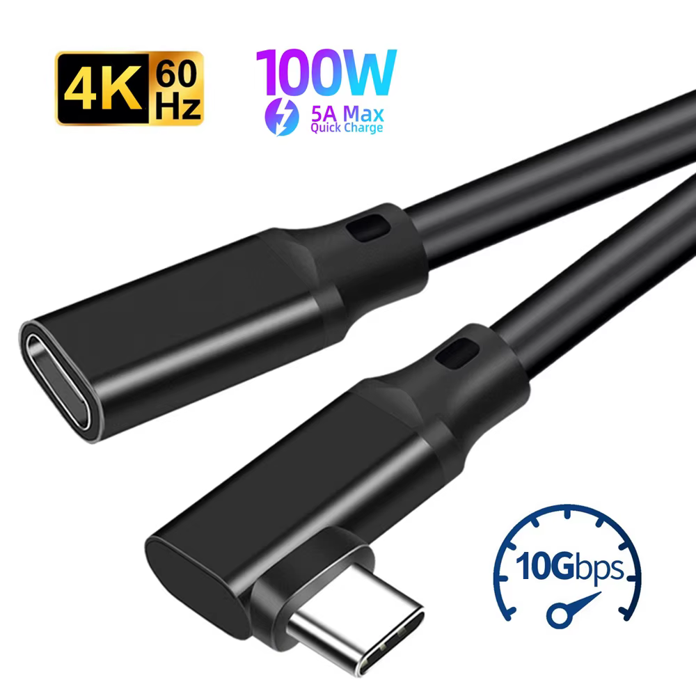 Cable USB-C 90grados Extensor 10Gbps 100W Macho-Hembra para MacBook