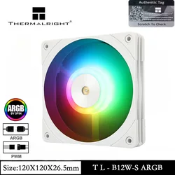 Ventilador de CPU Thermalright TL-B12W-S ARGB de 120 mm y 4 pines con ventilador con efecto de luz de espejo ARGB para enfriador de líquido de CPU y enfriador de aire de CPU