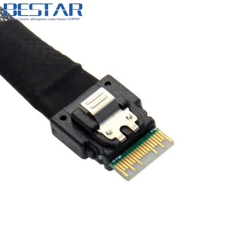 1,5 pies 0,5 M línea delgada SAS 4,0 SFF-8654 4i 38pin Host a 4 SATA 7pin objetivo disco duro Fanout Raid Cable de conexión 50cm - imagen 4