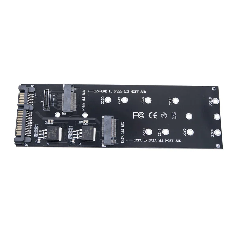 Adaptador SSD M.2 NVME M Key a SFF-8611 + M.2 SATA B Key a SATA compatible con 2230 2242 2260 2280 M2 SSD Oculink Riser tarjeta de expansión