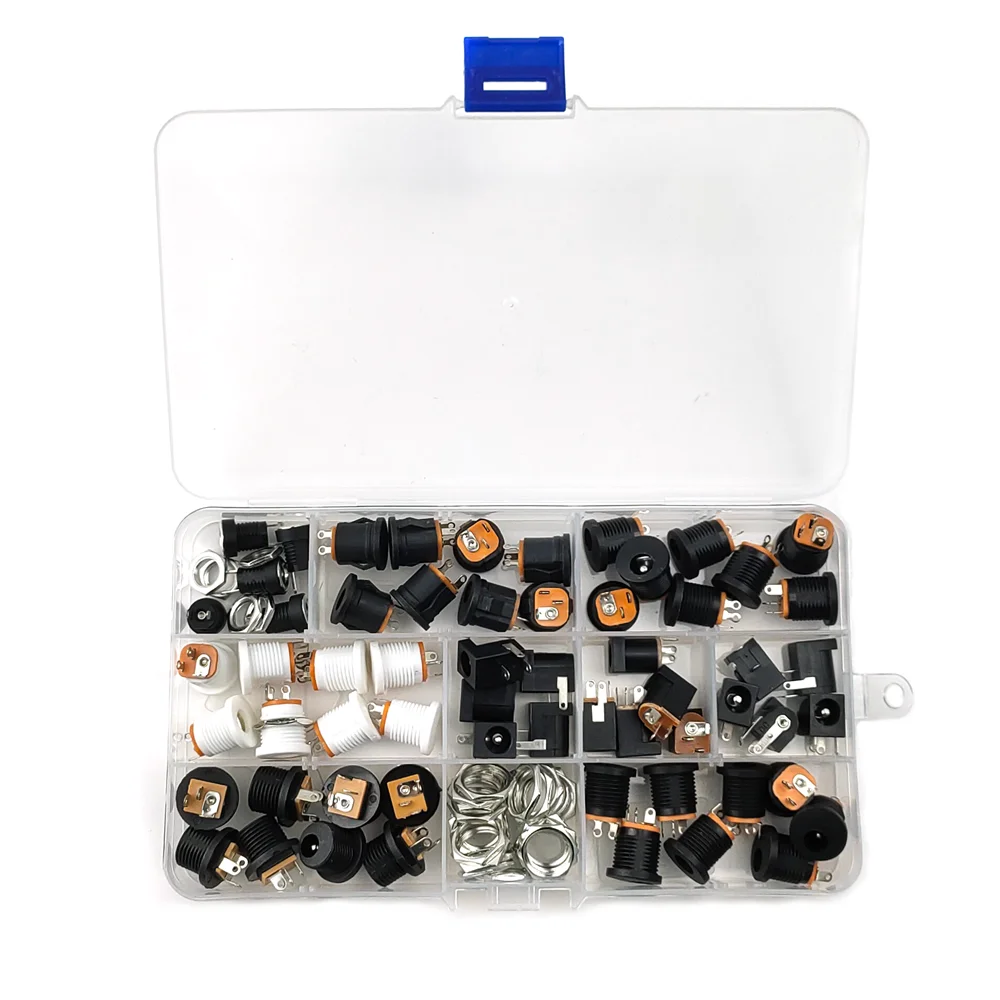52 unids/caja DC022 DC022B DC005 DC012 DC021 5,5*2,5 5,5x2,1mm toma de corriente CC/conector CC conjunto de montaje en Panel