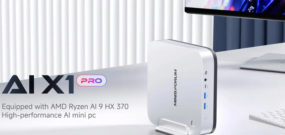MINISFORUM AI X1 Pro AMD AI 9 HX 370 ordenador AI con huella dactilar 128GB 4TB WiFi7 BT5.4 incorporado 135W OCulink almacenamiento en masa Mini PC