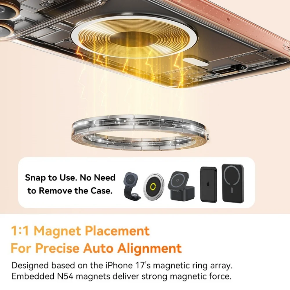 Baseus para iPhone 17 Pro Max funda magnética delgada carga inalámbrica magnética para Magsafe funda transparente antiamarillamiento - imagen 4