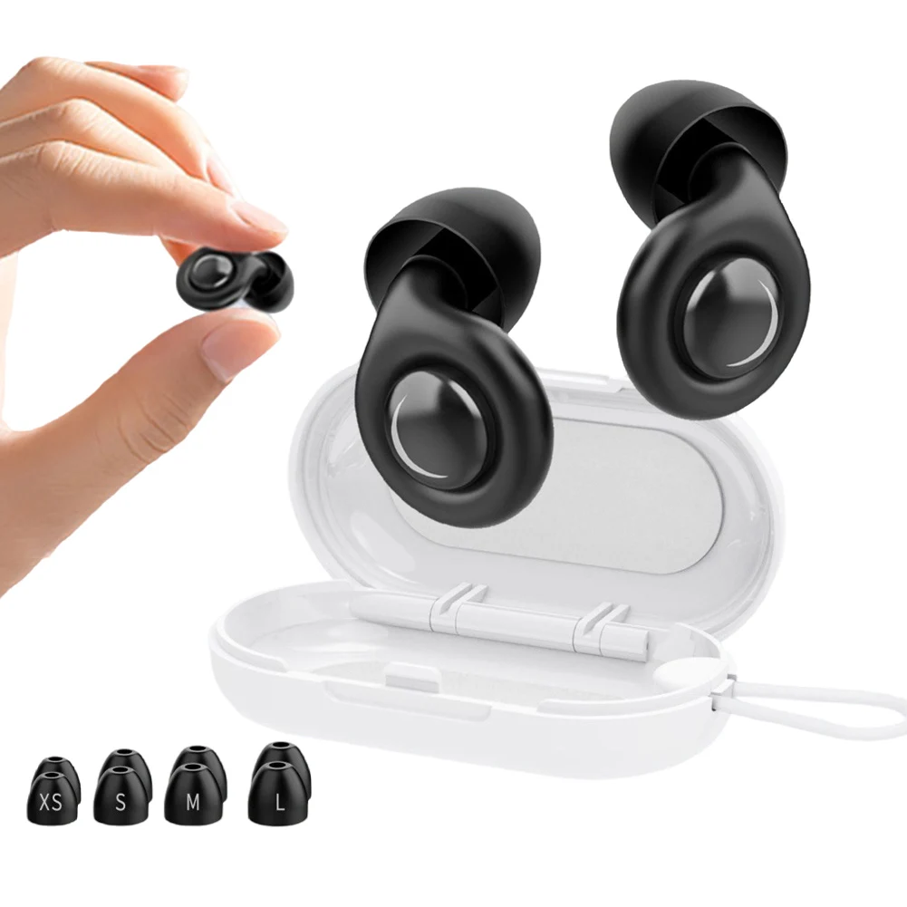 Juego de tapones para los oídos antiruido para motocicleta, reutilizables, de silicona, con 10 almohadillas y Estuche de transporte para dormir, concierto, trabajo y estudio, 1-5 unidades - imagen 2