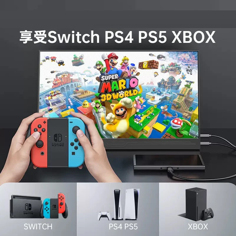 Monitor de pantalla LCD portátil de 15,6 pulgadas 16:9 60HZ 1080P FHD para ordenador de segunda PC externo Lapto interruptor de juego PS4 PS5 XBO - imagen 2