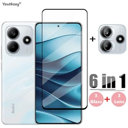 Para Redmi Note 14 5G pantalla de vidrio templado Redmi Note 14 Protector de pantalla de cubierta completa 9H película de lente de teléfono Redmi Note 14