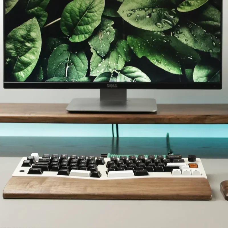 ABM066 teclado personalizado de madera de nogal, reposamuñecas de resina, cómodo, ergonómico, antideslizante - imagen 5