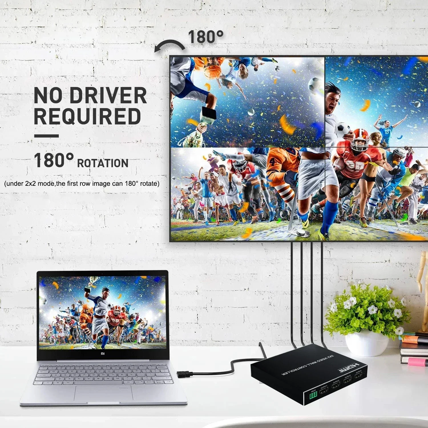 Controlador de pared de vídeo 4K @ 30hz 2x2 DVI HDMI caja de empalme multipantalla 1080P @ 60hz 1x2 1x3 1x4 4x1 1 en 4 salidas procesador de empalme de TV - imagen 5