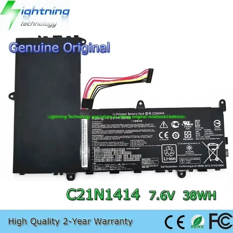 Batería Original para portátil C21N1414 7,6 V 38Wh para Asus EeeBook X205 X205T X205TA-FD019BS F205TA-FD0019BS CKSE321D1