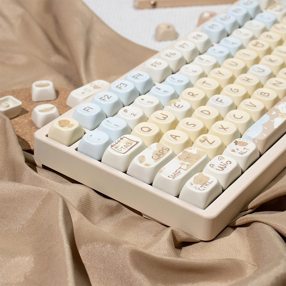 Teclas de oso bonito de 132 teclas, teclas PBT de sublimación térmica de perfil MOA, teclas bonitas personalizadas para teclados mecánicos 64/96 - imagen 3